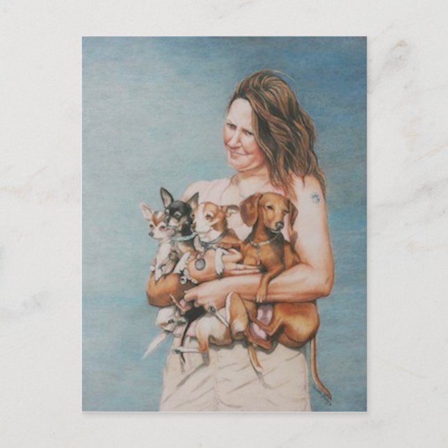 Postal de arte canino de cuatro rescates (Anverso)