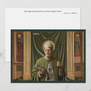Postal de arte católico   San Ulrico de Augsburgo