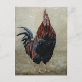 Postal de arte de actitud de gallo