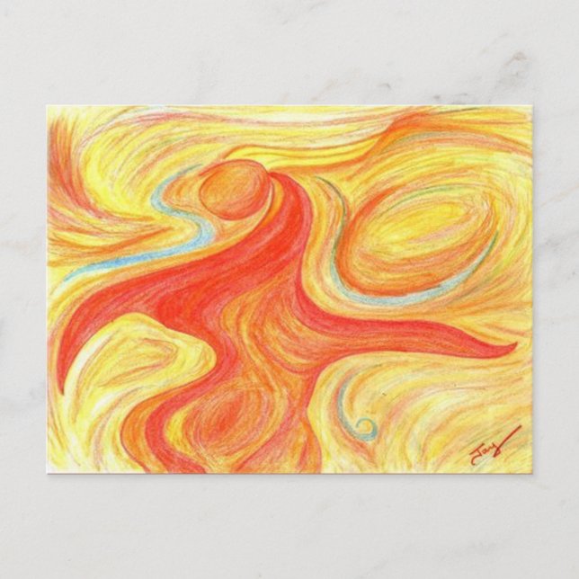 Postal de arte de bailarina roja abstracta (Anverso)