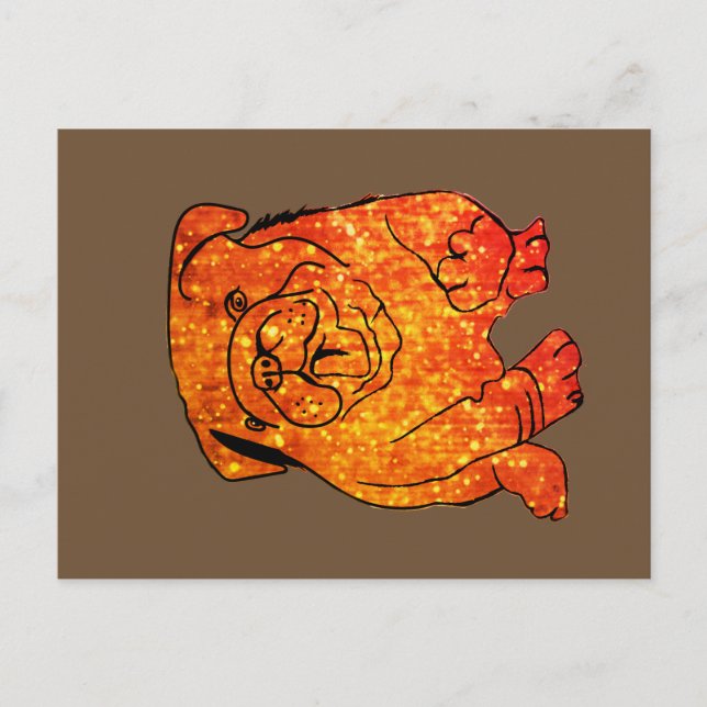 Postal de arte de Bulldog dorado (Anverso)