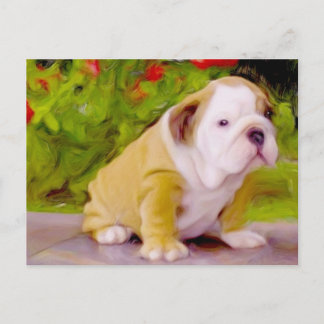 postal de arte de cachorro de bulldog