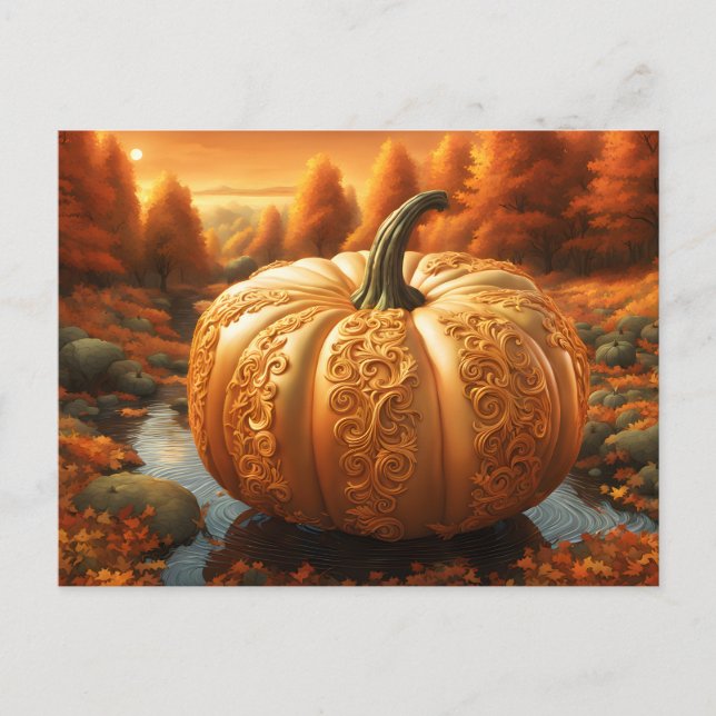 Postal de arte de calabaza de otoño (Anverso)
