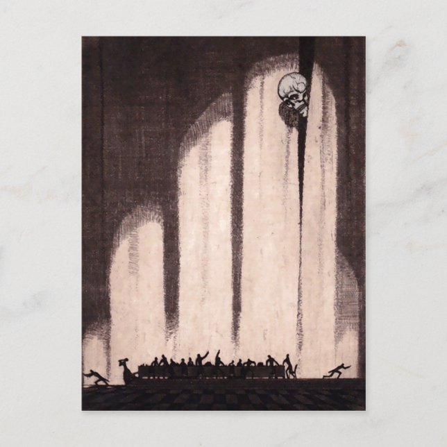 Postal de arte de esqueleto de vintage (Anverso)