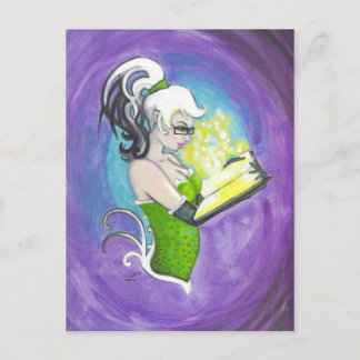 Postal de arte de fantasía Chica de lectura de lib