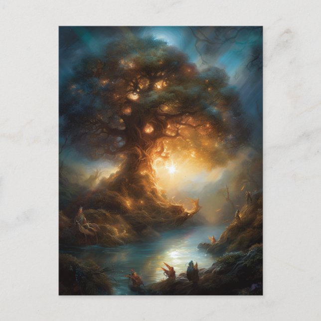 Postal de arte de fantasía de árbol mágico (Anverso)