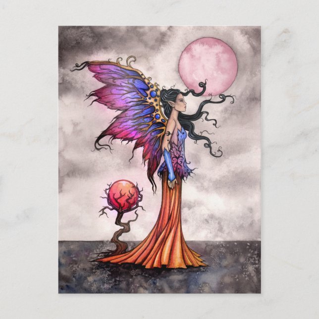 Postal de Arte de Fantasía de Hada Abigail Fae (Anverso)