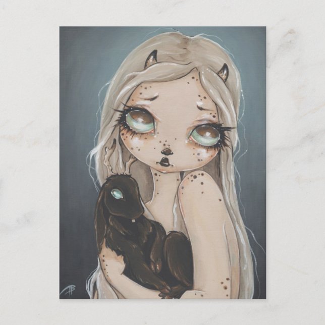 Postal de arte de fantasía gótica de jackalope de  (Anverso)