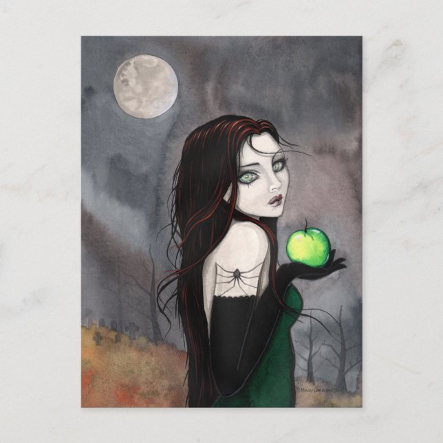 Postal de Arte de Fantasía Widow Gothic WItch (Anverso)