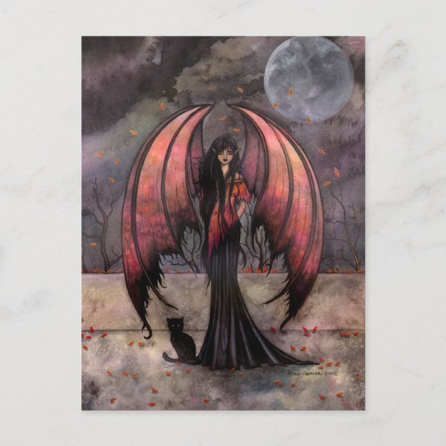 Postal de Arte de Hadas de Fantasía Gótica Otoñal  (Anverso)
