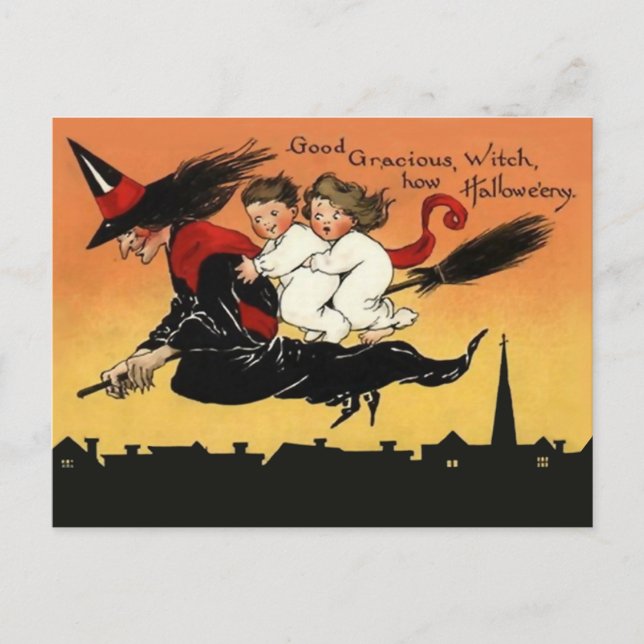 Postal de arte de Halloween de época (Anverso)