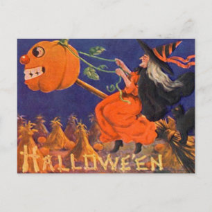 Postal de arte de Halloween de época