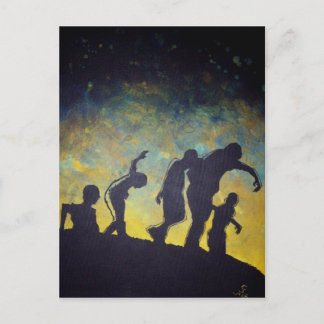 Postal de arte de horror de la silueta de la proce