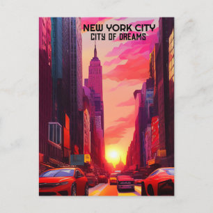 POSTAL DE ARTE DE LA CIUDAD DE DREAMS DE NUEVA YOR