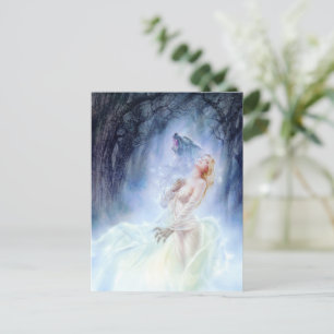 Postal de arte de la fantasía de Lady Wolf