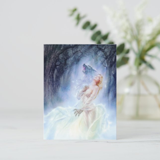 Postal de arte de la fantasía de Lady Wolf (Anverso de pie)