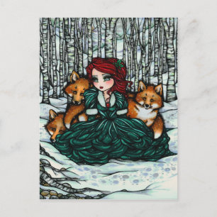 Postal de arte de la fantasía del Chica de la niev