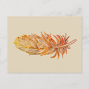 Postal de arte de la pluma dorada