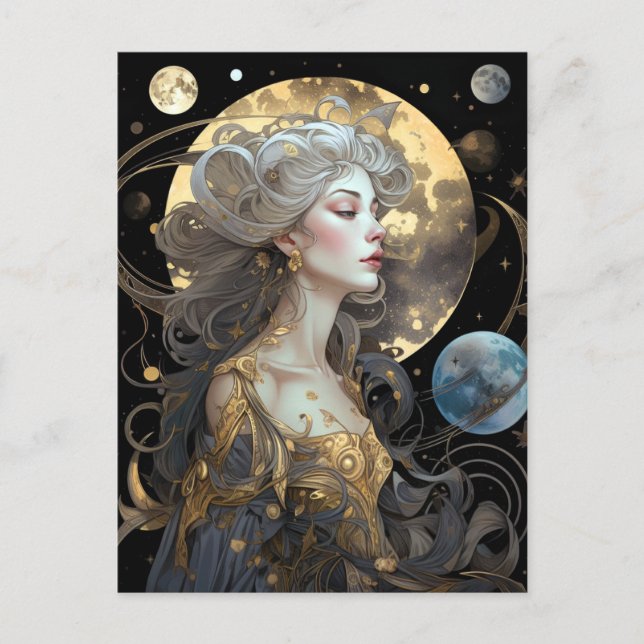 Postal de arte de la reina de la diosa de la luna (Anverso)