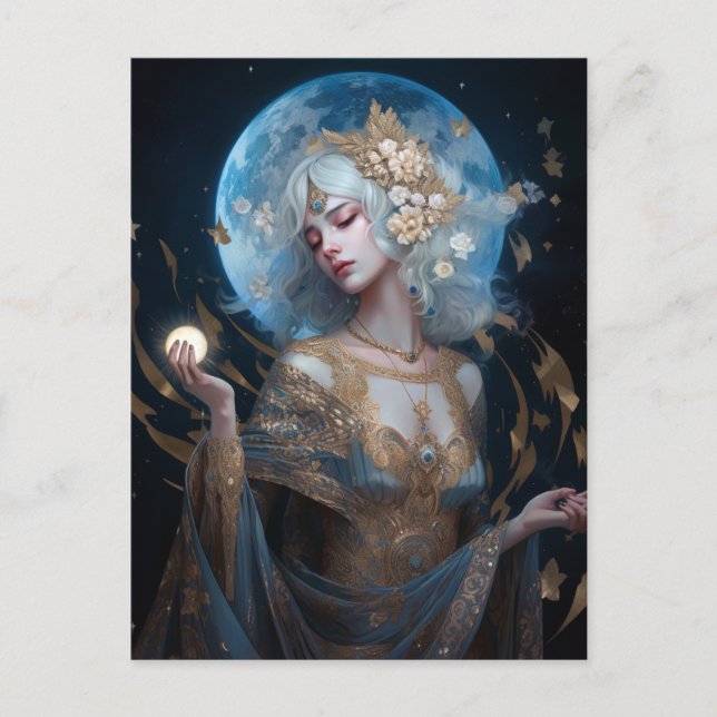 Postal de arte de la reina de la diosa de la luna (Anverso)
