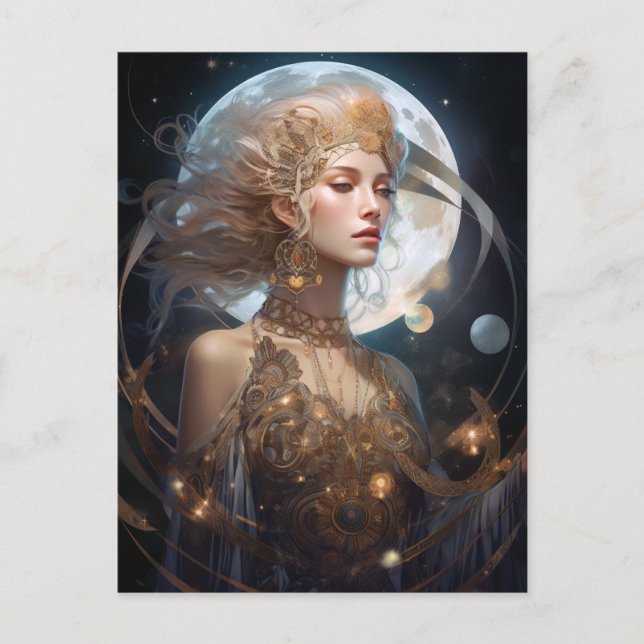 Postal de arte de la reina de la diosa de la luna (Anverso)