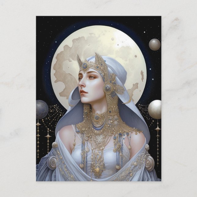 Postal de arte de la reina de la diosa de la luna (Anverso)