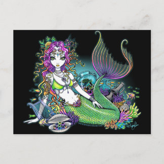 Postal de arte de la sirena tropical arcoiris "Lyr