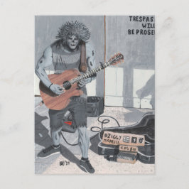 Postal de arte de música callejera zombi