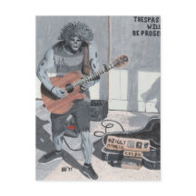 Postal de arte de música callejera zombi