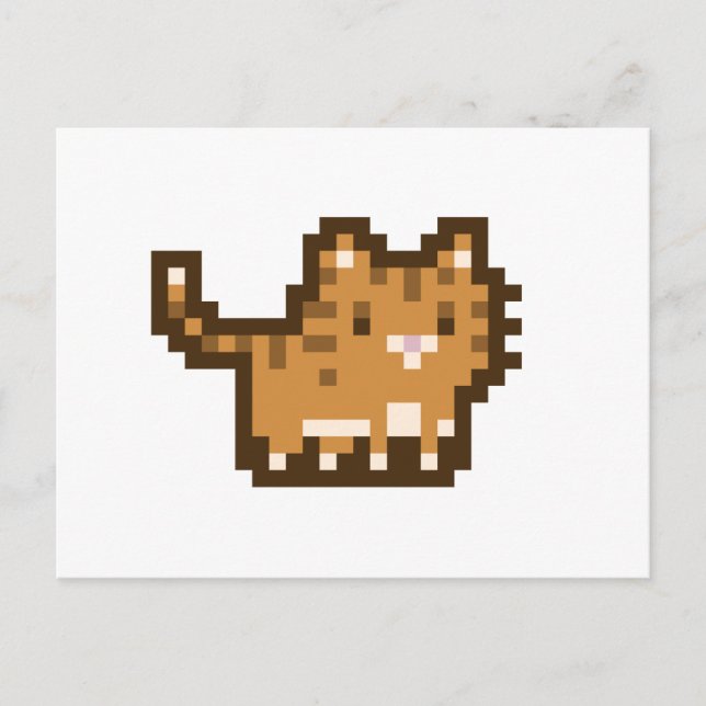 Postal de arte de naranja Cat Pixel (Anverso)
