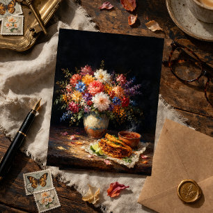 Postal de Arte de Naturaleza Muerta de Birria Flor