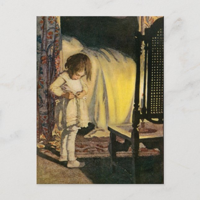 Postal de arte de niñita vintage (Anverso)