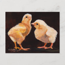Postal de arte de pájaro de dos chichas