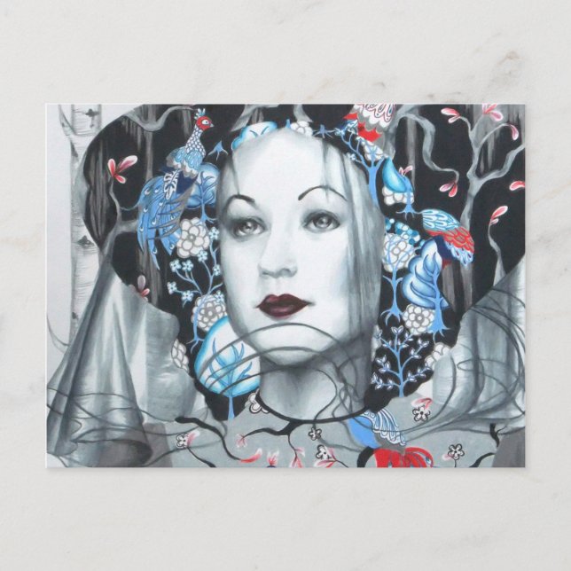 Postal de arte de pavo real (Anverso)