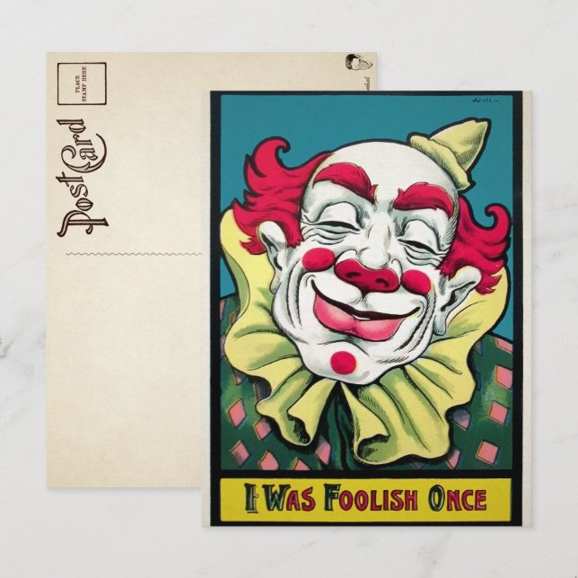 Postal de arte de payaso clásico (Anverso / Reverso)