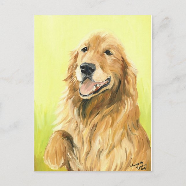Postal de arte de perro de Golden Retriever (Anverso)