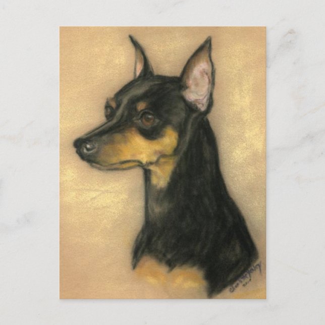 Postal de arte de perro de Pinscher en miniatura (Anverso)