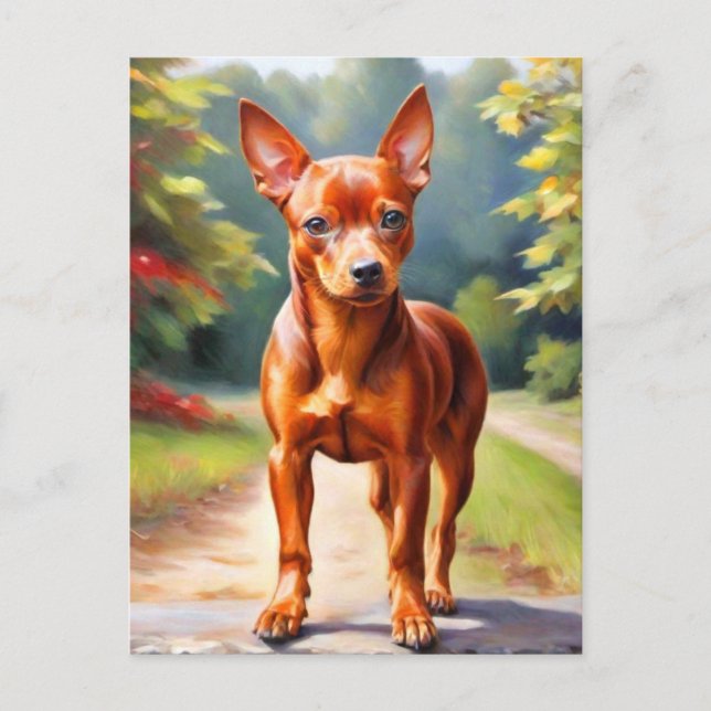 Postal de arte de perro de Pinscher en miniatura r (Anverso)
