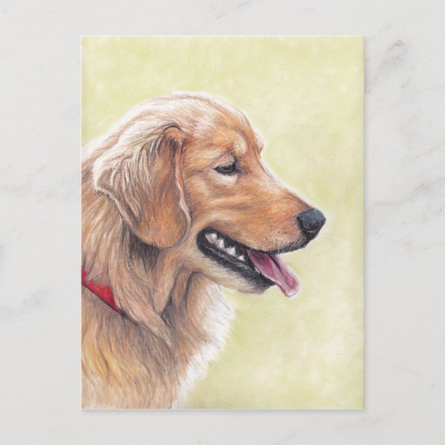 Postal de arte de perro del perfil de Golden Retri (Anverso)