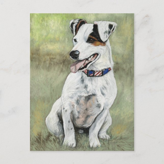 Postal de arte de perro Jack Russell Terrier (Anverso)