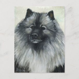 Postal de arte de perro "Keeshond"