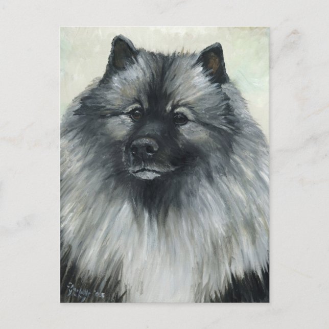 Postal de arte de perro "Keeshond" (Anverso)