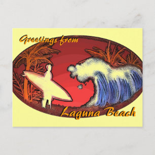 Postal de arte de surf de Laguna Beach California