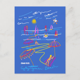 Postal de arte: Dibujo de Verano en Playa Gyllyngv