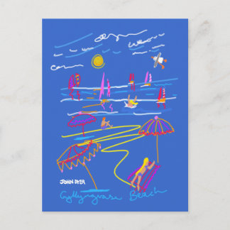 Postal de arte: Dibujo de Verano en Playa Gyllyngv