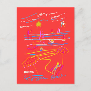 Postal de arte: Dibujo de Verano en Playa Gyllyngv