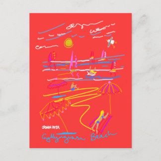 Postal de arte: Dibujo de Verano en Playa Gyllyngv