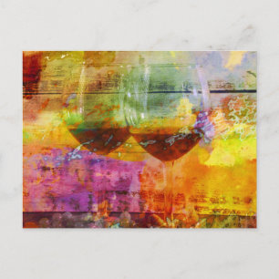 Postal de arte digital de vino vibrante