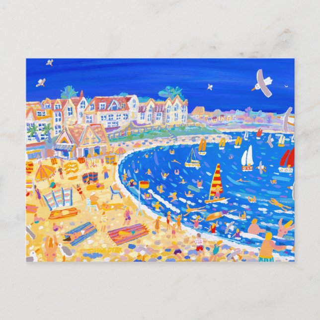 Postal de arte: Diversión en la playa. Playa de Gy (Anverso)