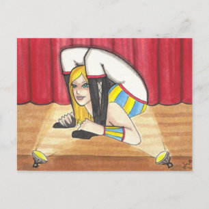Postal de arte en circo y espectáculo lateral